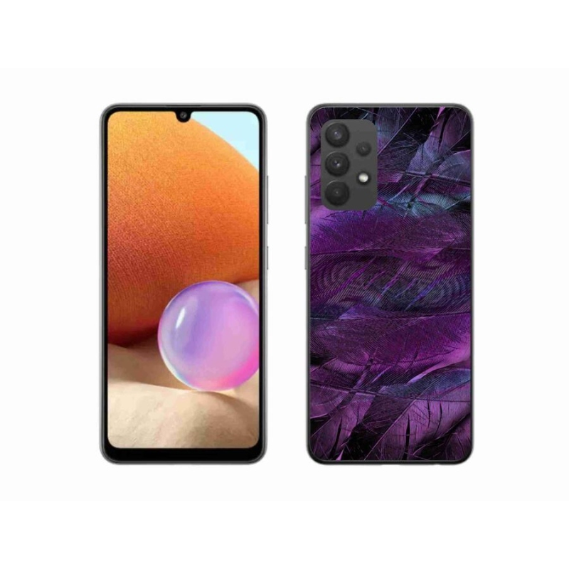 Gélový kryt mmCase na mobil Samsung Galaxy A32 4G - fialová pierka