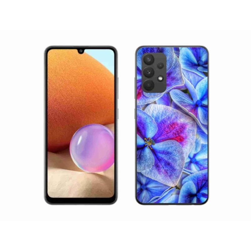 Gélový kryt mmCase na mobil Samsung Galaxy A32 4G - modré kvety 1
