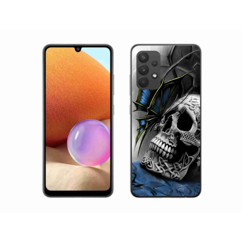 Gélový kryt mmCase na mobil Samsung Galaxy A32 4G - motýľ a lebka