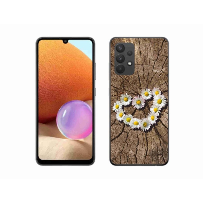 Gélový kryt mmCase na mobil Samsung Galaxy A32 4G - srdce z margarét