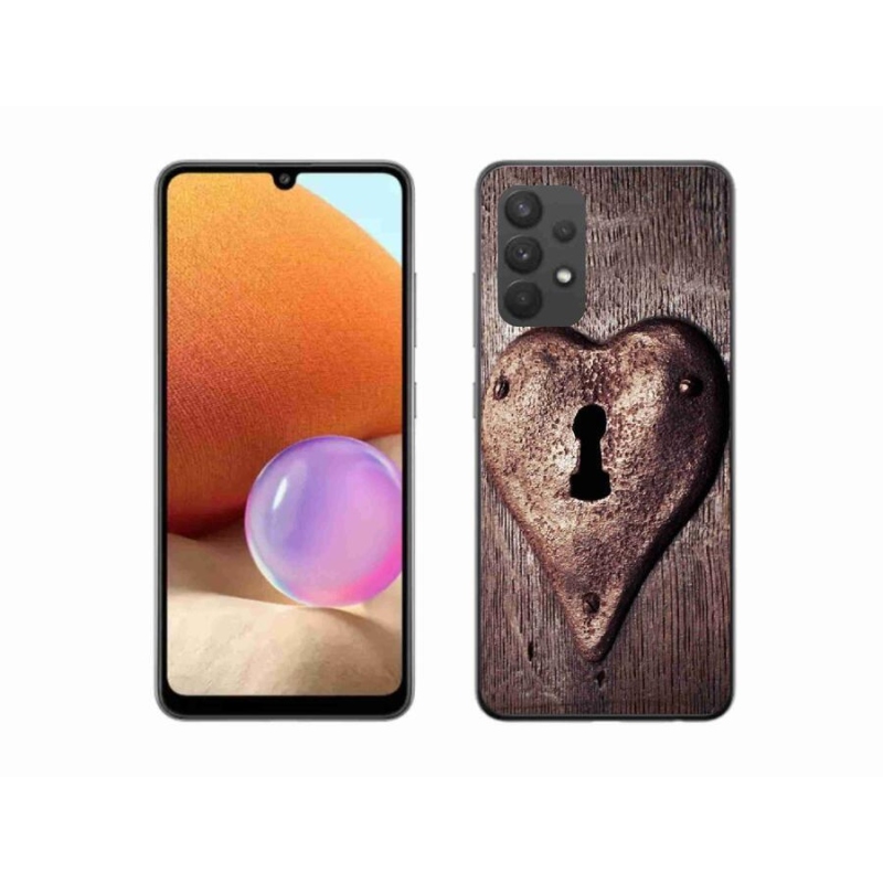 Gélový kryt mmCase na mobil Samsung Galaxy A32 4G - zámok v tvare srdca