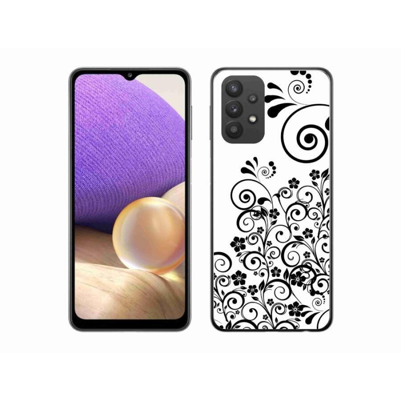 Gélový kryt mmCase na mobil Samsung Galaxy A32 5G - čiernobiele kvetinové vzory