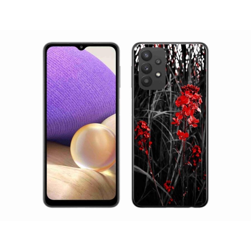 Gélový kryt mmCase na mobil Samsung Galaxy A32 5G - červená rastlina