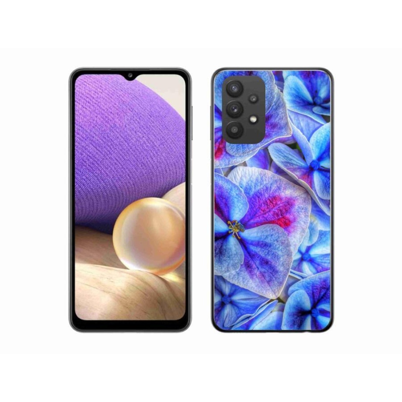 Gélový kryt mmCase na mobil Samsung Galaxy A32 5G - modré kvety 1