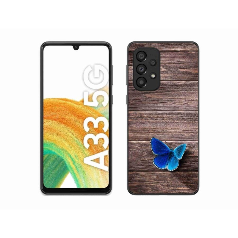 Gélový kryt mmCase na mobil Samsung Galaxy A33 5G - modrý motýľ 1