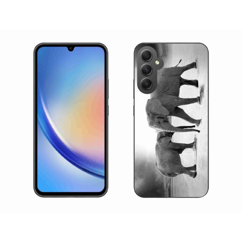 Gélový kryt mmCase na mobil Samsung Galaxy A34 5G - čiernobieli slony