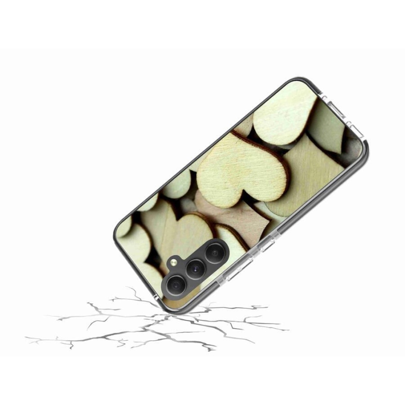 Gélový kryt mmCase na mobil Samsung Galaxy A34 5G - drevené srdiečka