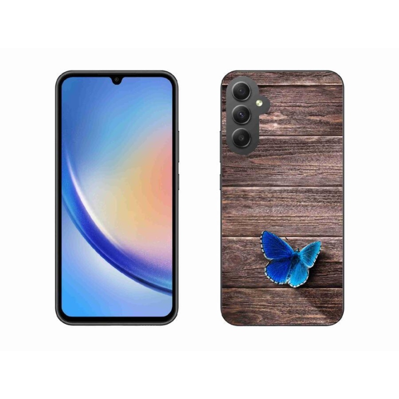 Gélový kryt mmCase na mobil Samsung Galaxy A34 5G - modrý motýľ 1