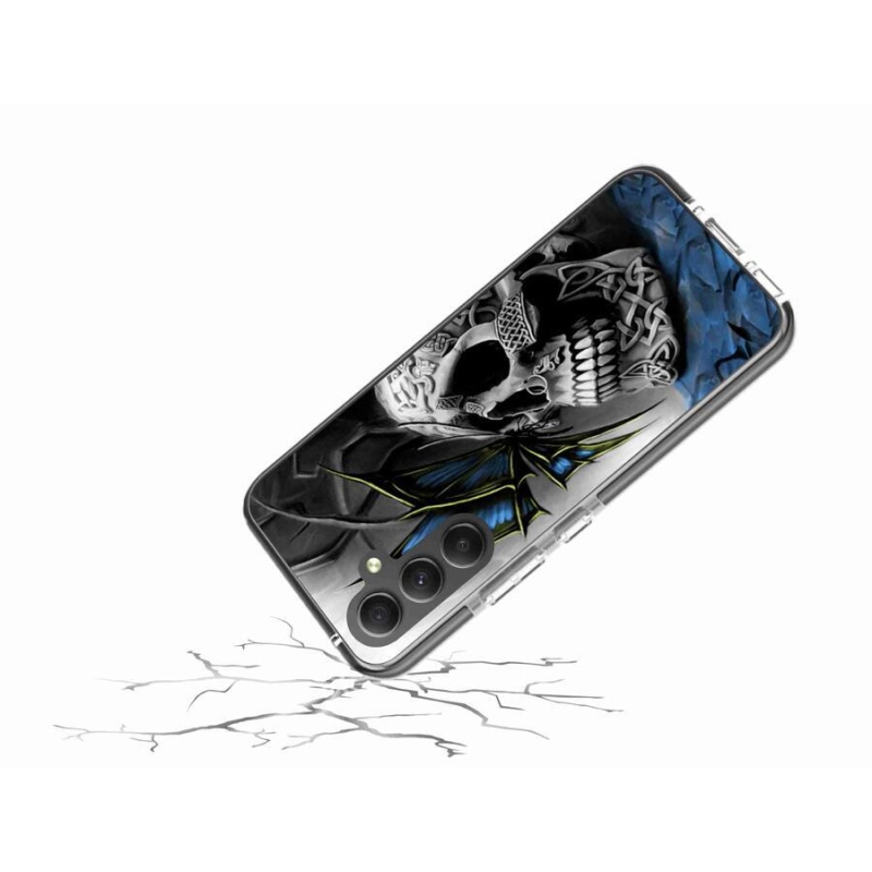 Gélový kryt mmCase na mobil Samsung Galaxy A34 5G - motýľ a lebka