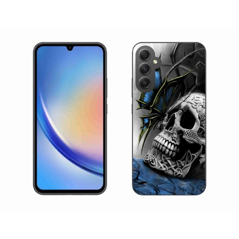 Gélový kryt mmCase na mobil Samsung Galaxy A34 5G - motýľ a lebka