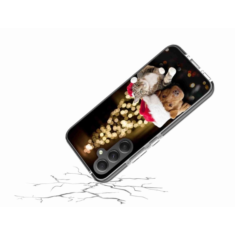 Gélový kryt mmCase na mobil Samsung Galaxy A34 5G - vianočný pes a mačka