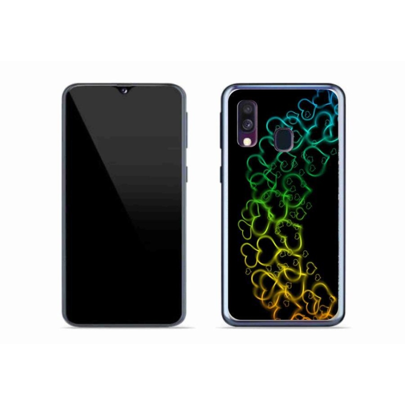 Gélový kryt mmCase na mobil Samsung Galaxy A40 - farebná srdiečka