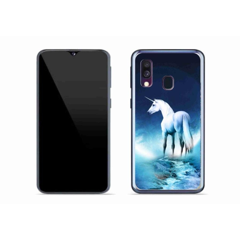 Gélový kryt mmCase na mobil Samsung Galaxy A40 - biely jednorožec