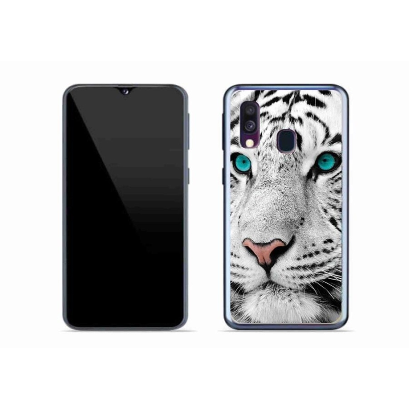 Gélový kryt mmCase na mobil Samsung Galaxy A40 - biely tiger