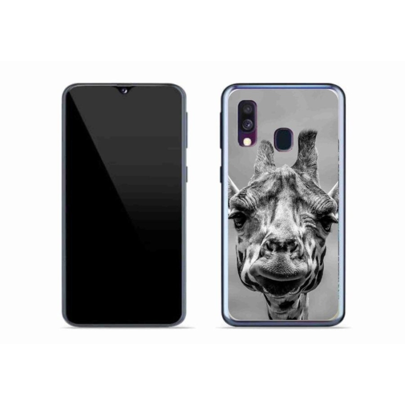 Gélový kryt mmCase na mobil Samsung Galaxy A40 - čiernobiela žirafa