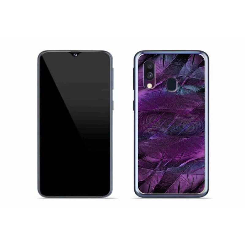 Gélový kryt mmCase na mobil Samsung Galaxy A40 - fialová pierka