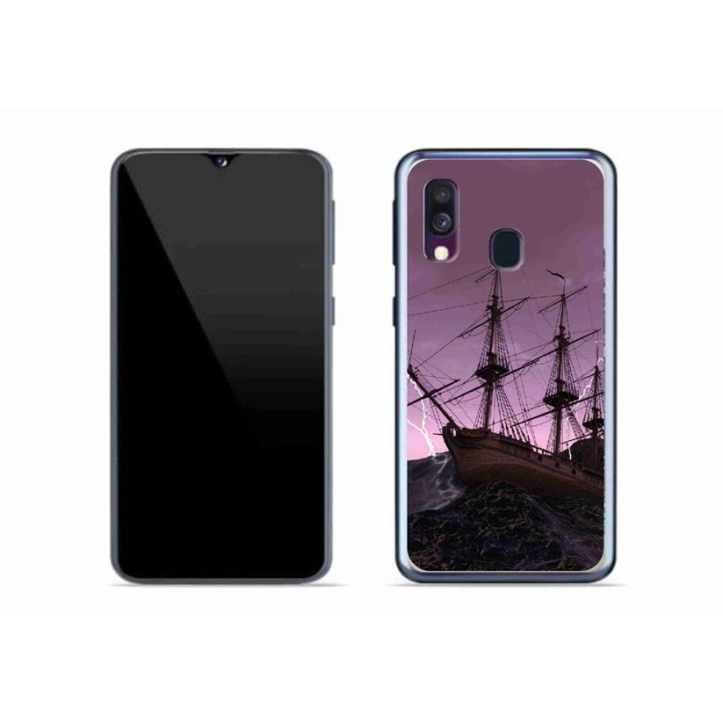 Gélový kryt mmCase na mobil Samsung Galaxy A40 - loď v búrke