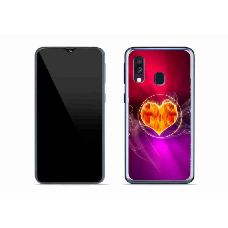 Gélový kryt mmCase na mobil Samsung Galaxy A40 - ohnivé srdce