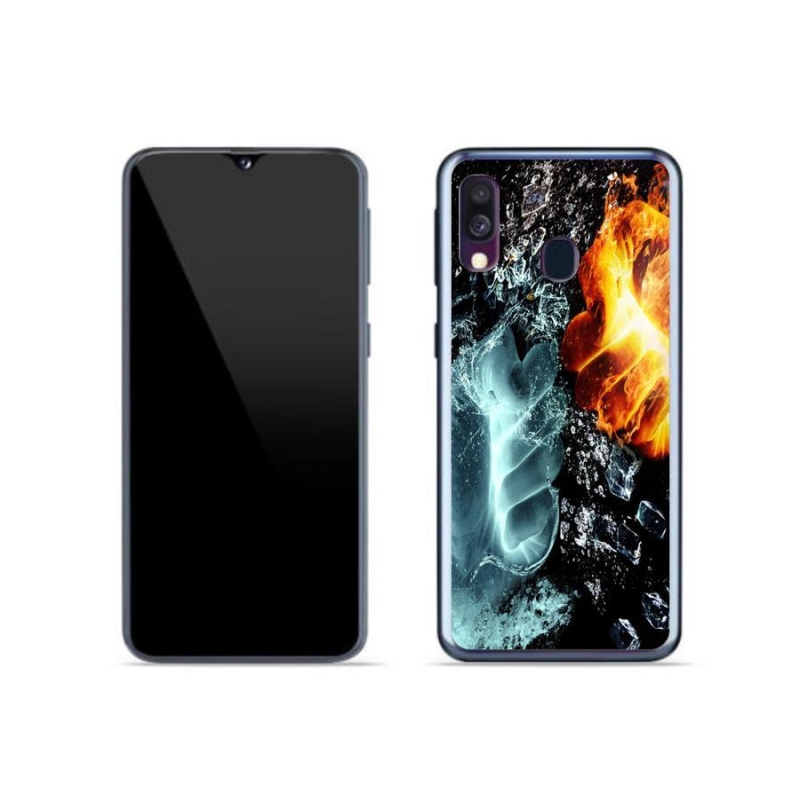 Gélový kryt mmCase na mobil Samsung Galaxy A40 - voda a oheň