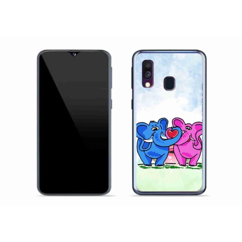 Gélový kryt mmCase na mobil Samsung Galaxy A40 - zamilovaní slony