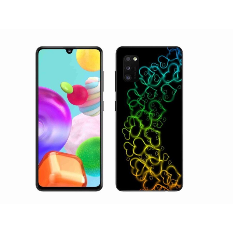 Gélový kryt mmCase na mobil Samsung Galaxy A41 - farebná srdiečka