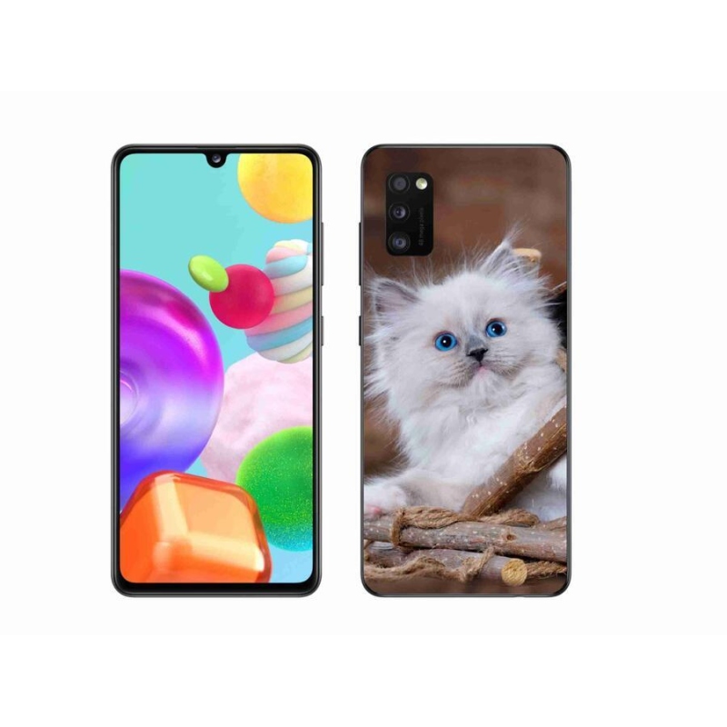 Gélový kryt mmCase na mobil Samsung Galaxy A41 - biele mačiatko