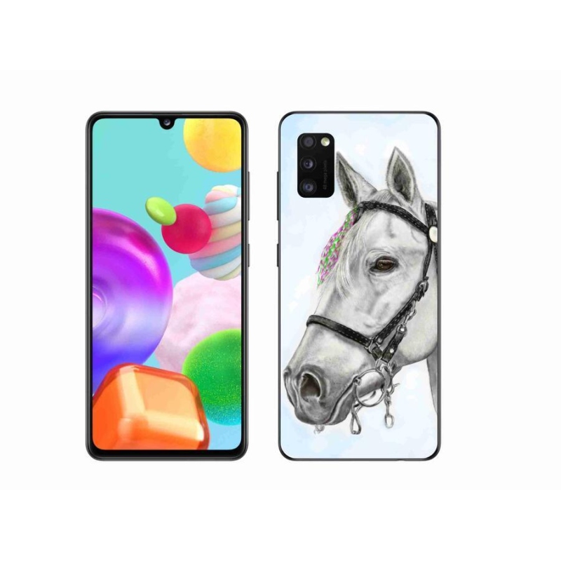 Gélový kryt mmCase na mobil Samsung Galaxy A41 - biely kôň 1