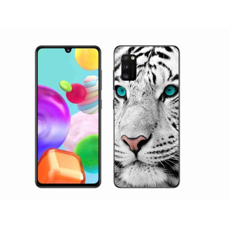 Gélový kryt mmCase na mobil Samsung Galaxy A41 - biely tiger