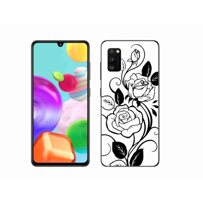 Gélový kryt mmCase na mobil Samsung Galaxy A41 - čiernobiela ruža