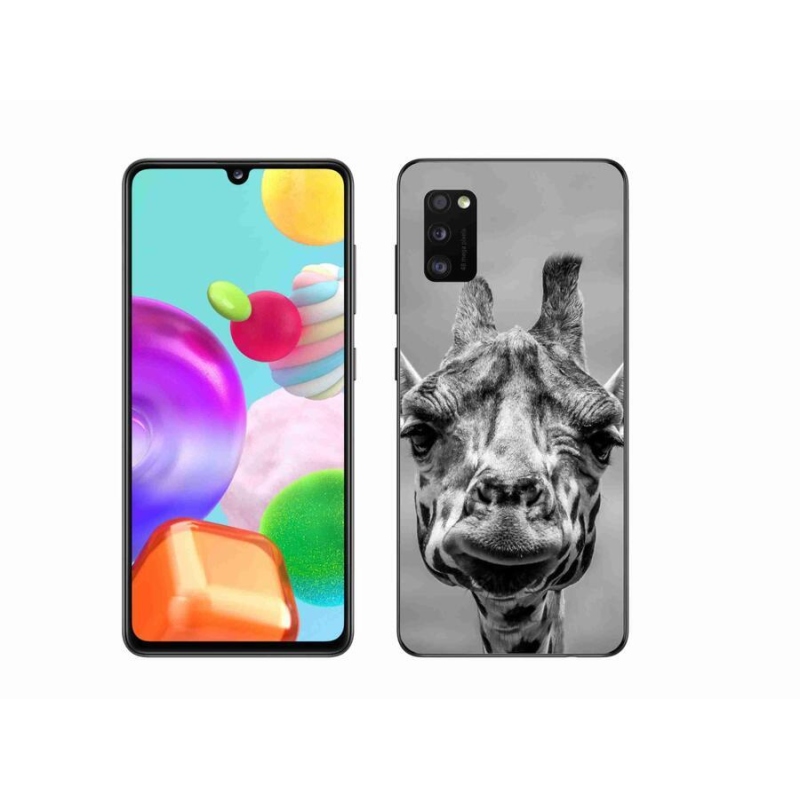 Gélový kryt mmCase na mobil Samsung Galaxy A41 - čiernobiela žirafa