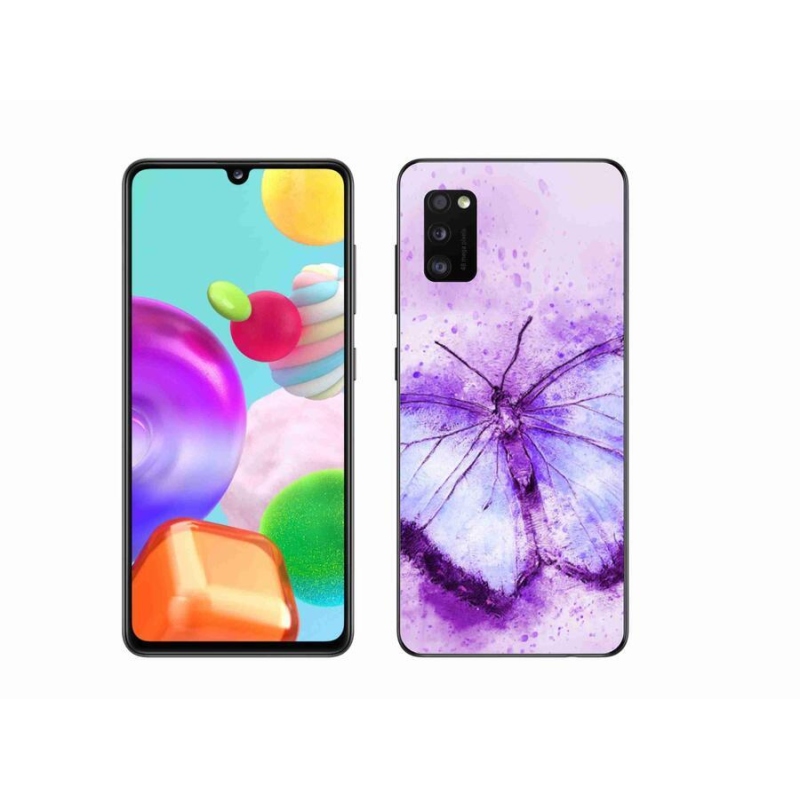 Gélový kryt mmCase na mobil Samsung Galaxy A41 - fialový motýľ