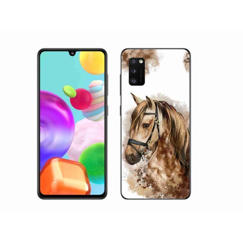 Gélový kryt mmCase na mobil Samsung Galaxy A41 - hnedý kreslený kôň