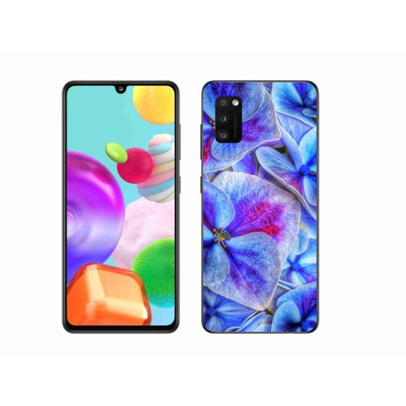 Gélový kryt mmCase na mobil Samsung Galaxy A41 - modré kvety 1