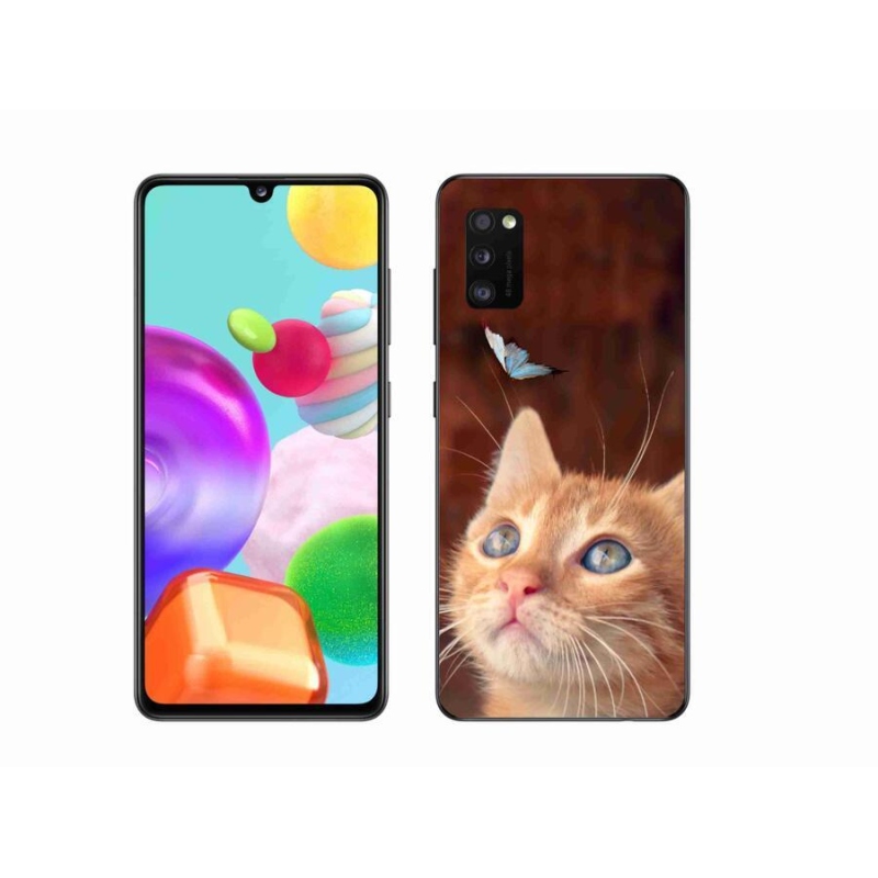 Gélový kryt mmCase na mobil Samsung Galaxy A41 - motýľ a mačiatko