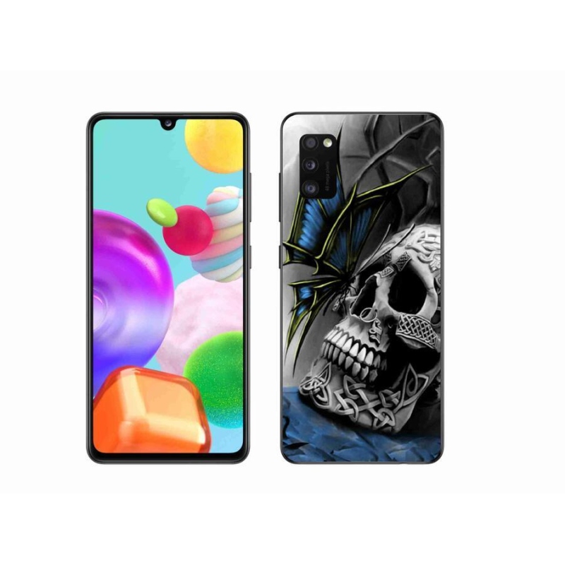 Gélový kryt mmCase na mobil Samsung Galaxy A41 - motýľ a lebka