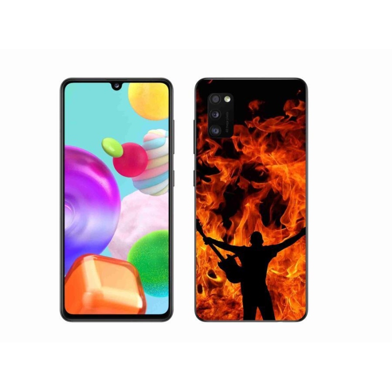 Gélový kryt mmCase na mobil Samsung Galaxy A41 - muzikant a oheň