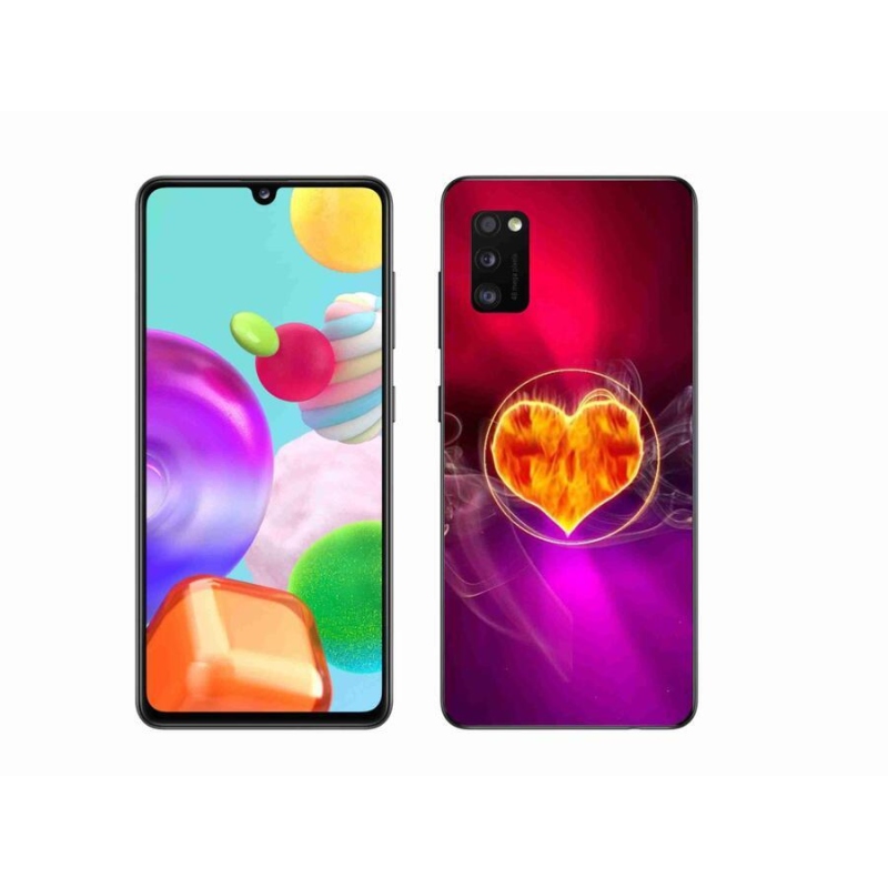 Gélový kryt mmCase na mobil Samsung Galaxy A41 - ohnivé srdce