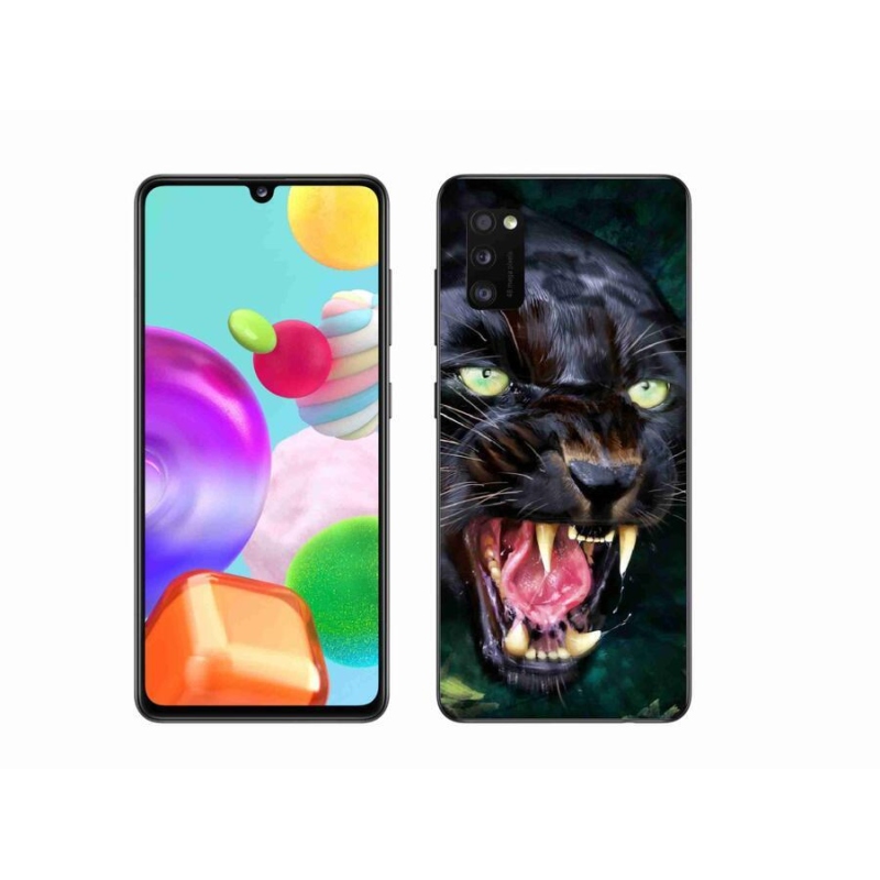 Gélový kryt mmCase na mobil Samsung Galaxy A41 - rozzúrený čierny panter