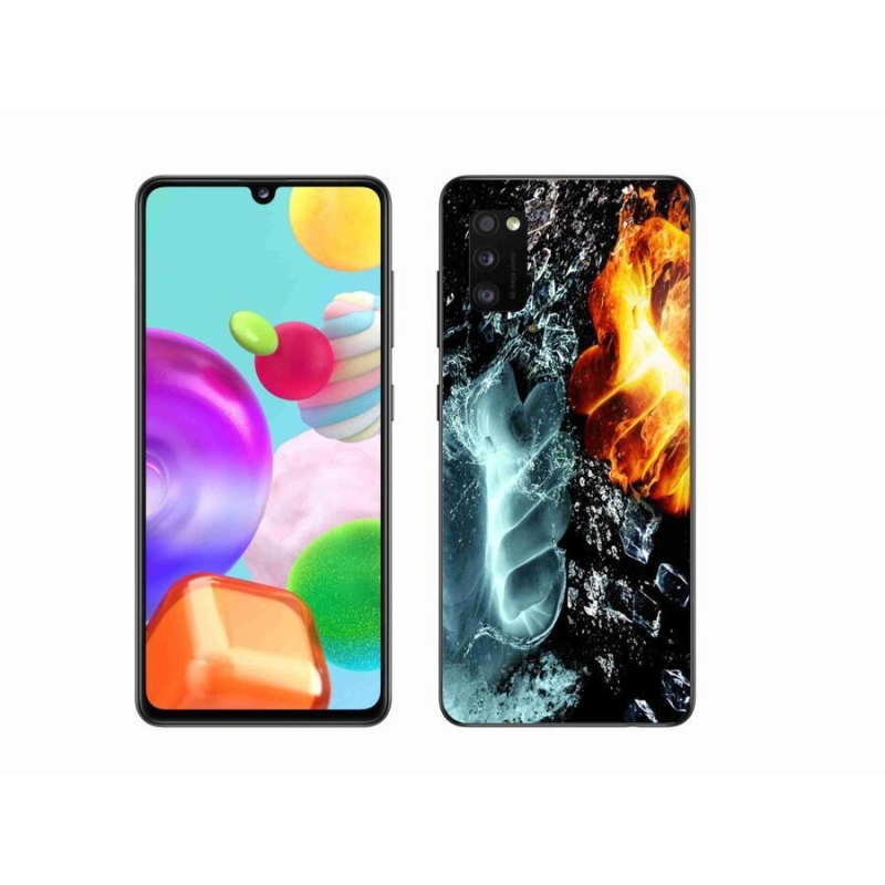 Gélový kryt mmCase na mobil Samsung Galaxy A41 - voda a oheň