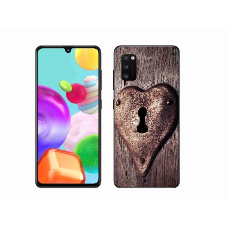 Gélový kryt mmCase na mobil Samsung Galaxy A41 - zámok v tvare srdca