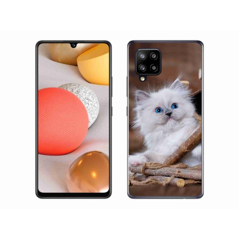 Gélový kryt mmCase na mobil Samsung Galaxy A42 5G - biele mačiatko