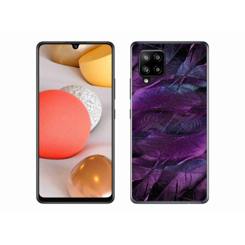 Gélový kryt mmCase na mobil Samsung Galaxy A42 5G - fialová pierka