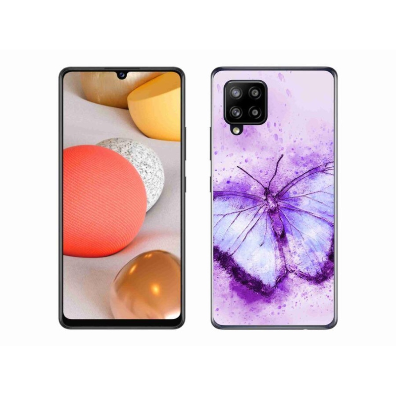 Gélový kryt mmCase na mobil Samsung Galaxy A42 5G - fialový motýľ