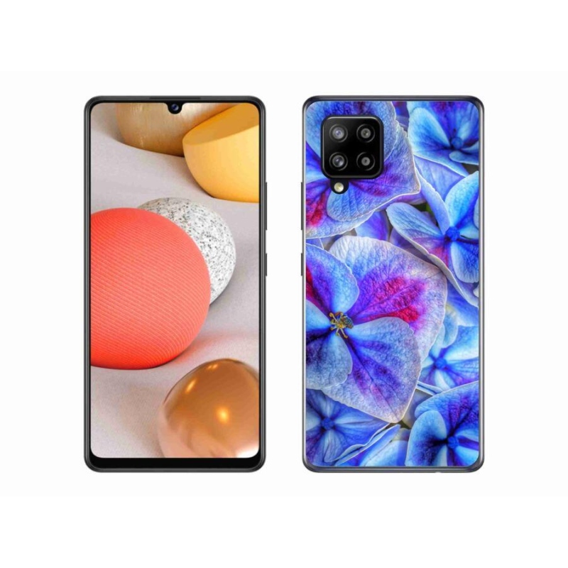 Gélový kryt mmCase na mobil Samsung Galaxy A42 5G - modré kvety 1