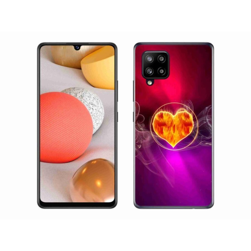 Gélový kryt mmCase na mobil Samsung Galaxy A42 5G - ohnivé srdce