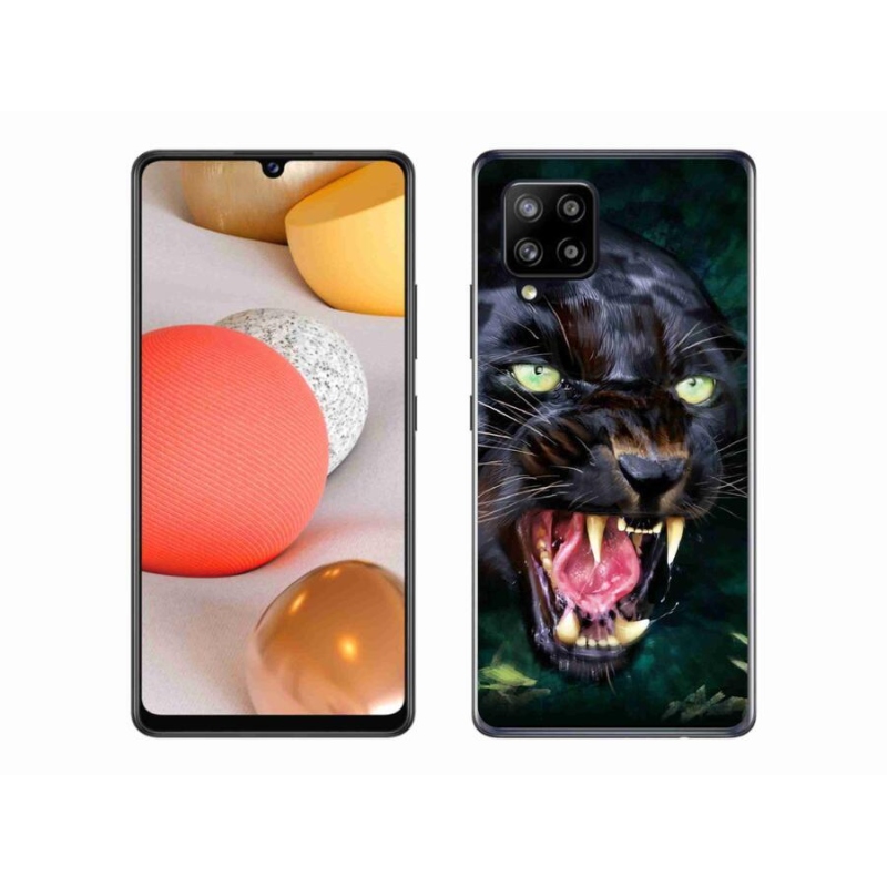 Gélový kryt mmCase na mobil Samsung Galaxy A42 5G - rozzúrený čierny panter