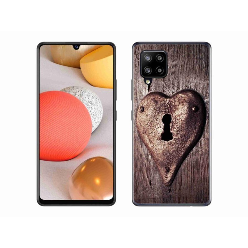 Gélový kryt mmCase na mobil Samsung Galaxy A42 5G - zámok v tvare srdca