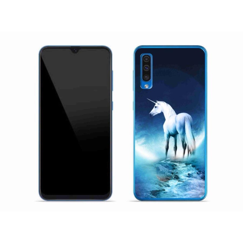 Gélový kryt mmCase na mobil Samsung Galaxy A50 - biely jednorožec