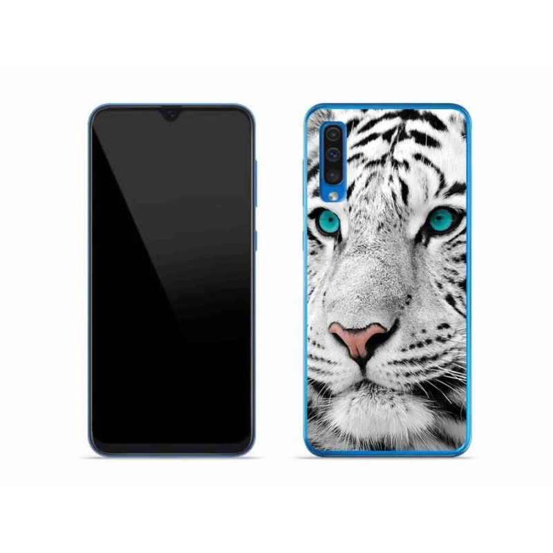 Gélový kryt mmCase na mobil Samsung Galaxy A50 - biely tiger