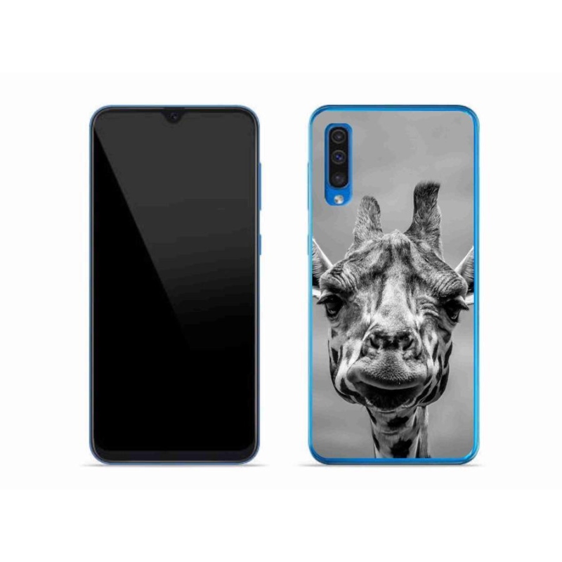 Gélový kryt mmCase na mobil Samsung Galaxy A50 - čiernobiela žirafa